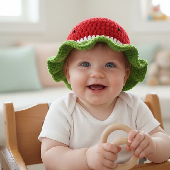 Sweet Fruit Garden Crocheted Baby Hat Watermelon 6-12M New - Picture 1 of 5
